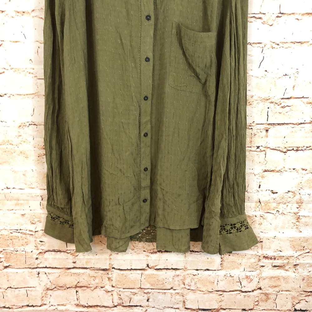 Free People The Best Blouse green crochet button - Picture 4 of 7